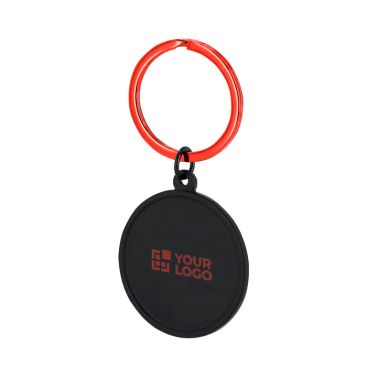 Porte-clés rond de couleur noire avec anneau métallique assorti