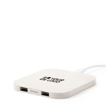 Base de charge sans fil en paille de blé pour 3 appareils simultanés