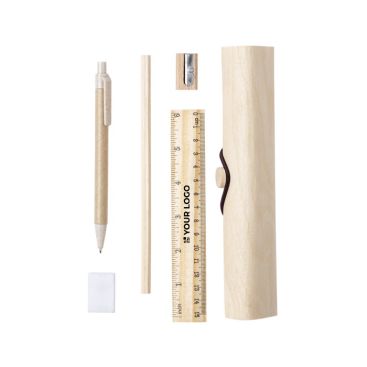 Trousse en bois naturel avec 5 accessoires