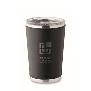 Verre en acier inoxydable avec housse amovible en similicuir 350ml