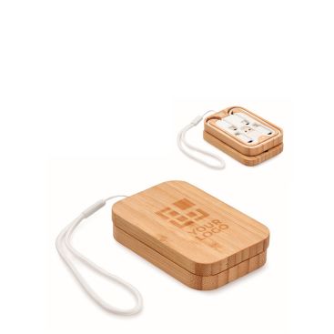 Boîte en bambou avec sangle et fonction de chargeur sans fil 15W
