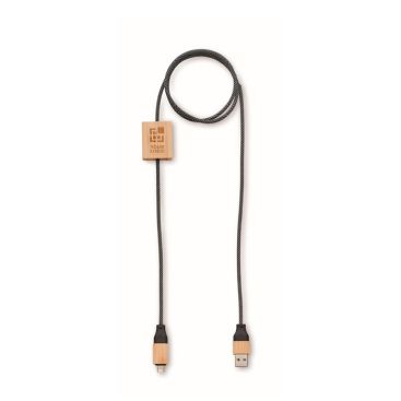 Câble de charge avec détails en bambou et personnalisable 60W