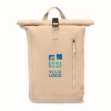Sac à dos à roll-top en coton recyclé avec fermeture éclair frontale