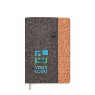 Carnet avec couverture en feutre RPET et liège, pages lignées A5