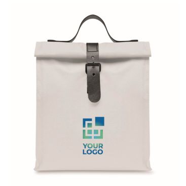 Sac isotherme roll-top en polyester avec anse et fermeture en cuir