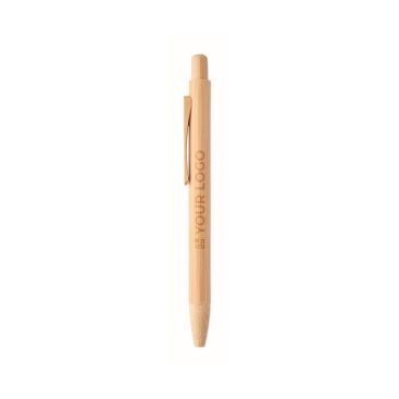 Stylo à bille entièrement en bambou, encre bleue