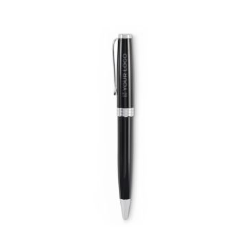 Stylo rotatif en acier inoxydable recyclé dans un étui, encre bleue