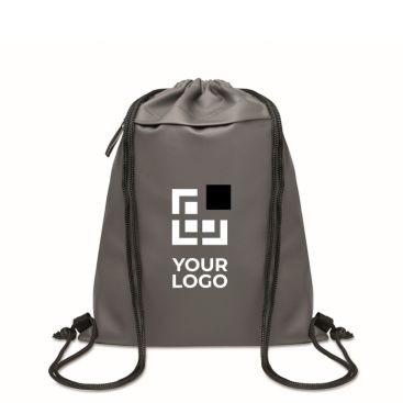 Sac à dos à cordons en RPET et PU avec une poche avant