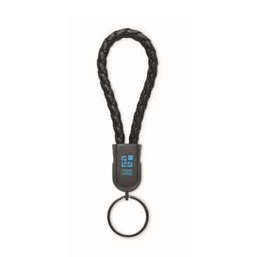 Porte-clés noir tressé avec câble de recharge et de données 60W