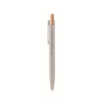 Stylo en aluminium recyclé avec bouton-poussoir en bambou, encre bleue