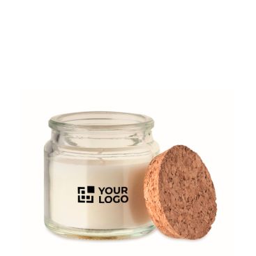 Bougie en cire végétale parfumée à la vanille avec un couvercle liège