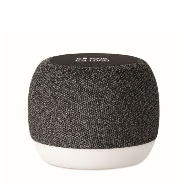 Petit enceinte sans fil en RPET avec détail en bambou noir