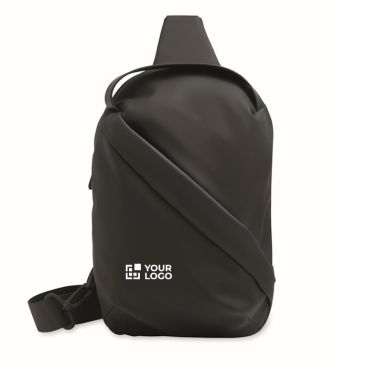 Sac bandoulière élégant en cuir synthétique noir au toucher doux