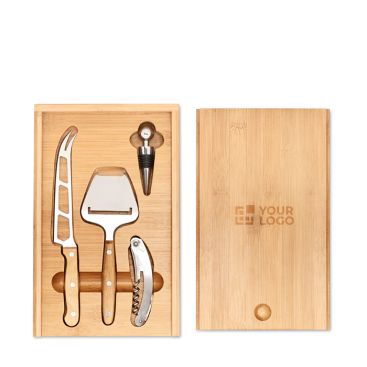 Set publicitaire à fromage et vins couleur  bois