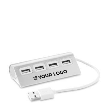 Hub USB publicitaire en aluminium coloré avec 4 ports USB 2.0 Alu