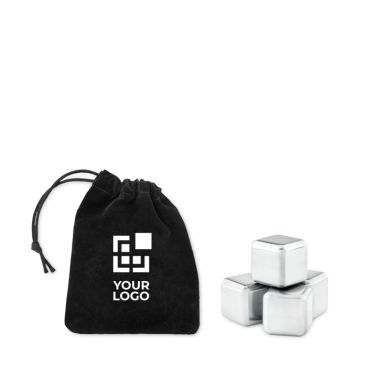 Set de cubes de glace métallique dans un sac  avec zone d'impression
