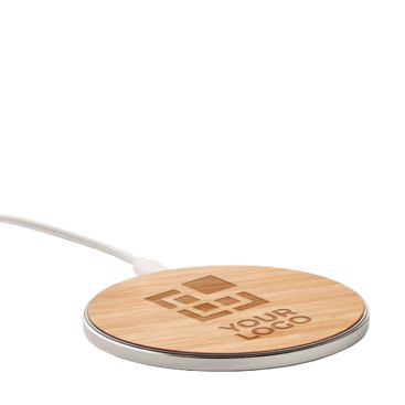 Chargeur sans fil rapide rond en bambou 10W