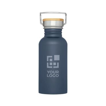 Gourde en acier inoxydable simple paroi avec bouchon en bambou 550 ml