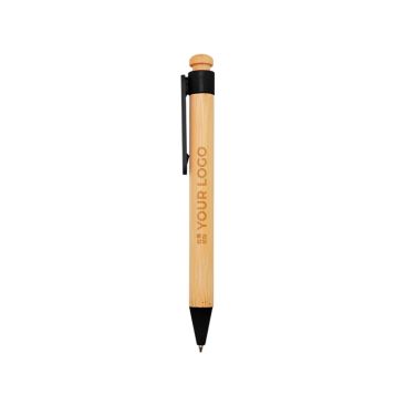 Stylo en bambou et plastique recyclé avec clip, encre noire