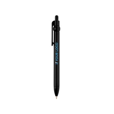 Stylo en plastique recyclé avec bille et clip, encre noire