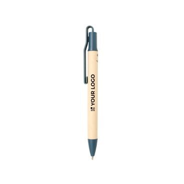 Stylo en papier de canne à sucre avec clip coloré, encre bleue