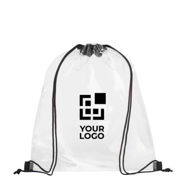 Sac à dos cordon personnalisé transparent couleur bleu roi deuxième vue frontale