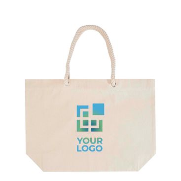 Sac de plage en coton recyclé avec anses en corde 270 g/m²