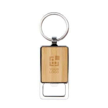 Porte-clés moderne en bambou servant également de décapsuleur