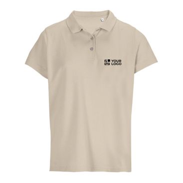 Polo femme 100% coton peigné col côtelé avec 3 boutons 