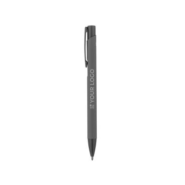 Stylo en aluminium recyclé avec finition gomme, encre bleue