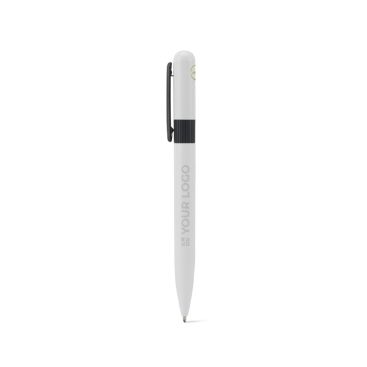 Stylo en métal recyclé avec clip et design rond, encre noire