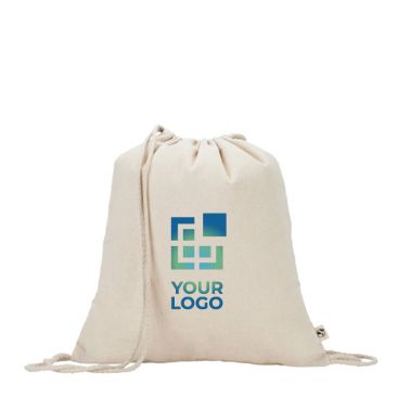 Sac à cordon en coton recyclé couleur naturelle 180 g/m²