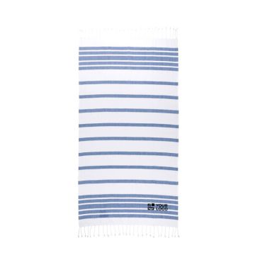 Serviette de plage en coton et polyester à rayures 180 g/m²