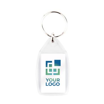 Porte-clés carré avec papier personnalisable sur deux faces 25x40 mm avec zone d'impression
