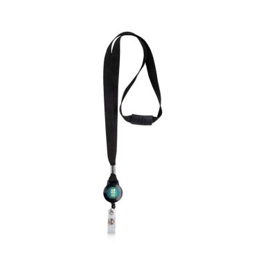 Lanyard en polyester avec porte-badge extensible et bloqueur avec zone d'impression