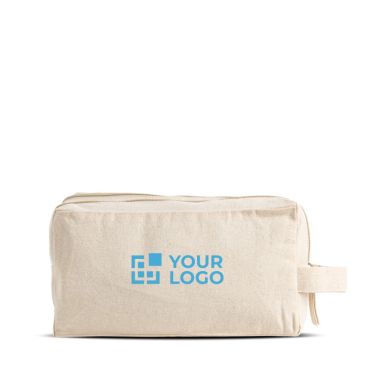 Trousse en toile canvas avec double compartiment et anse incluse