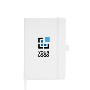 Carnet en RPET avec ruban et support pour stylo A5 pages lisses avec zone d'impression