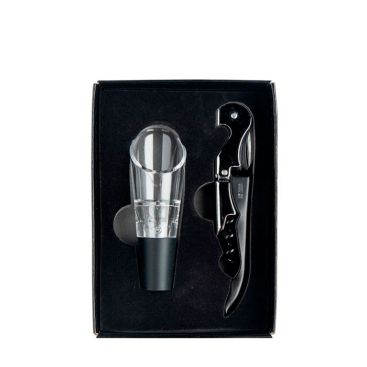 Set à vin composé d'un tire-bouchon et d'une carafe à décanter avec zone d'impression