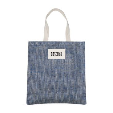 Sac en jute avec anses en coton et tissu à finition en zigzag