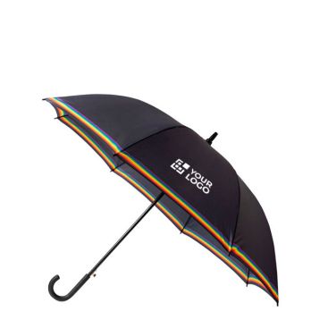 Parapluie automatique en pongé avec arc-en-ciel et 8 panneaux Ø120 avec zone d'impression