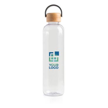 Bouteille en tritan avec bouchon en bambou et anse de transport 1L avec zone d'impression
