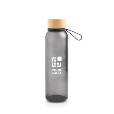 Bouteille en plastique recyclé mate avec bouchon en bambou, 350 ml