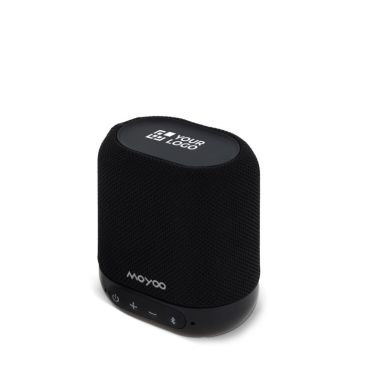 Enceinte bluetooth noire portable en forme de cube avec zone d'impression