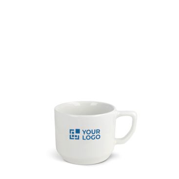 Tasse céramique blanche avec une poignée rectangulaire compacte 250ml avec zone d'impression
