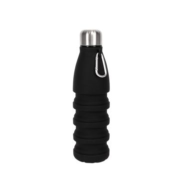 Bouteille en silicone sans BPA pliable avec mousqueton 550ml avec zone d'impression
