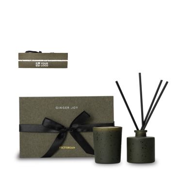 Coffret cadeau avec bougie et diffuseur au parfum gingembre Victorian