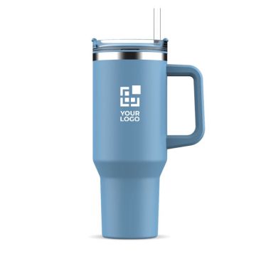 Grand gobelet thermique en acier inoxydable avec paille 1,2L avec zone d'impression