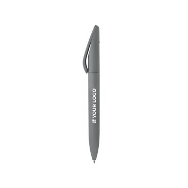 Stylo rotatif en plastique toucher doux, encre bleue, fabriqué en UE avec zone d'impression