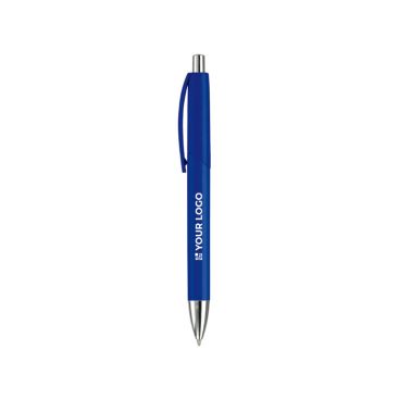 Stylo en plastique en couleurs à bouton-poussoir, encre bleue avec zone d'impression