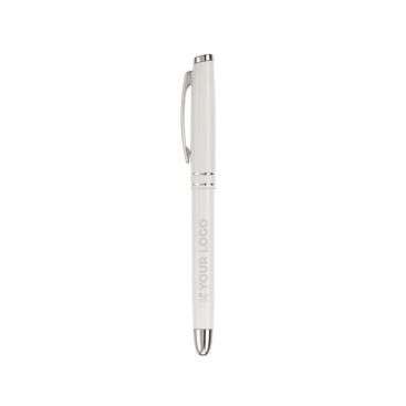 Stylo roller en aluminium avec capuchon assorti et encre bleue avec zone d'impression